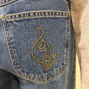 Vintage Baby Phat Jeans Womens 13 High Rise Flare Wide Leg Denim Cat Logo Y2K